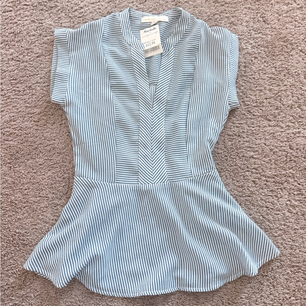 Merona Women's Blue and White Striped Blouse